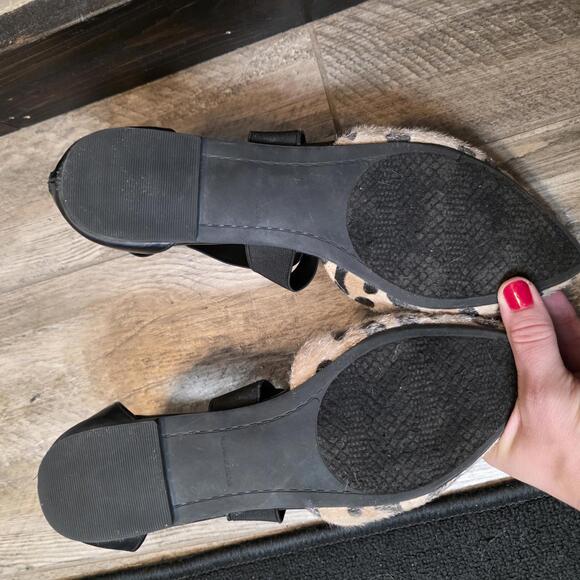 Rampage Women's Leopard Print Pointed Toe Flats with Black Ankle Straps size 9 - Picture 6 of 6